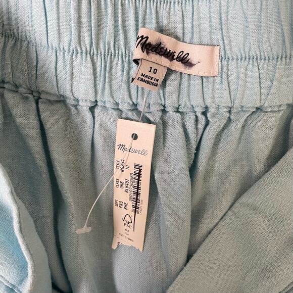 Madewell Pull On Straight Crop Linen Blend Casual Pants US Women's 10 New - Picture 7 of 9